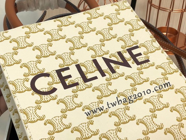 Celine專櫃2023春夏新色MiNi號豎款手袋 賽琳CABAS TRIOMPHE帆布迷你手提托特包 sldj2359
